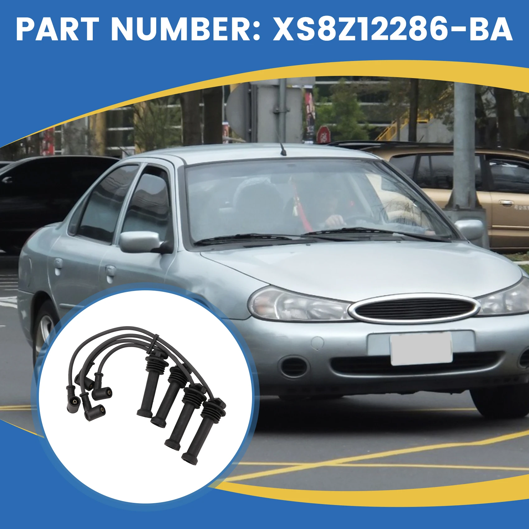 

R2-Car Ignition Line Set Spark Plug Wire Set XS8Z12286-BA For Ford Mondeo II 1996-2000 Focus 1998-2004 Cougar 1998-2001