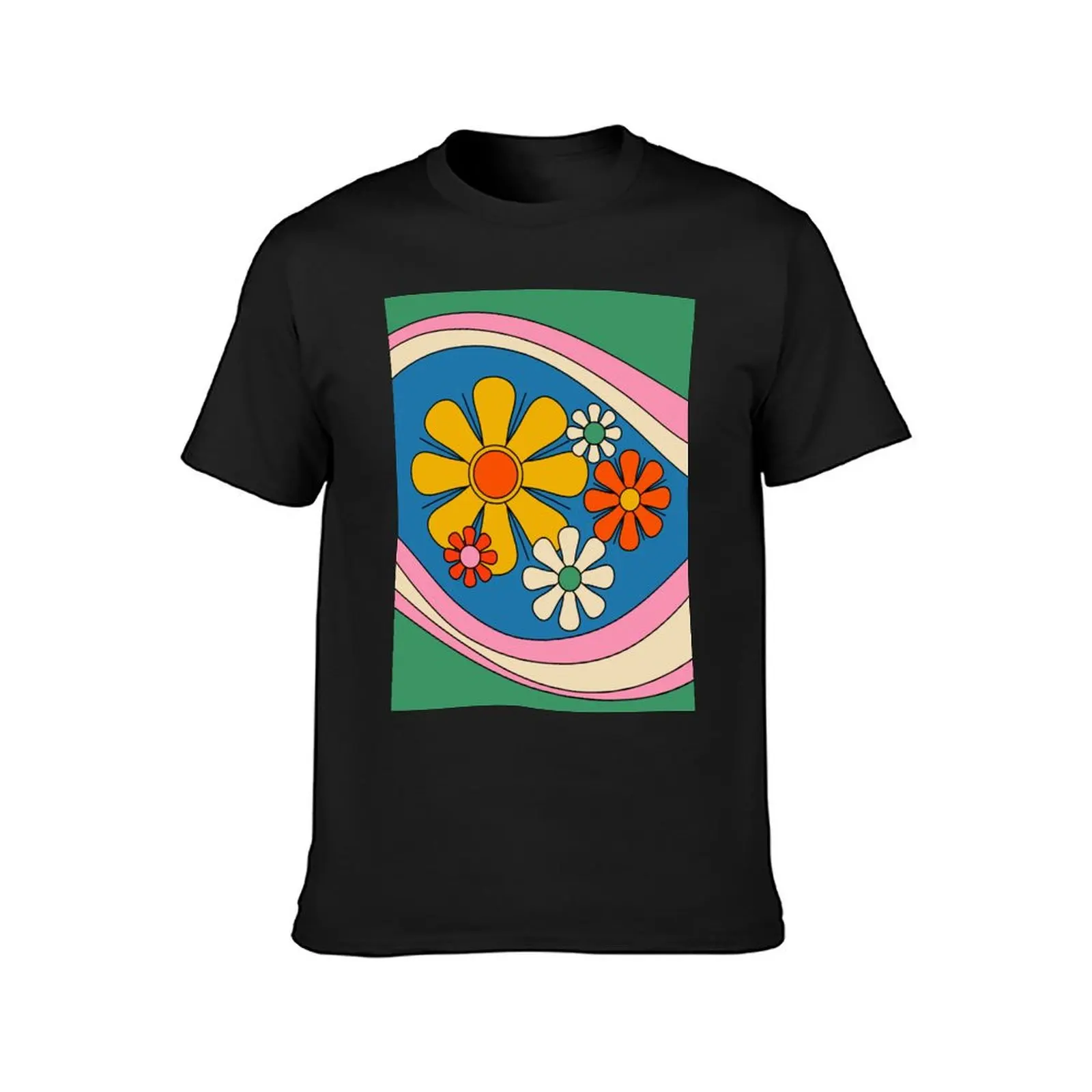 Groovy Colorful Retro Floral Daydream 60s 70s Flower Abstract T-Shirt funnys Short sleeve tee plain t shirts men