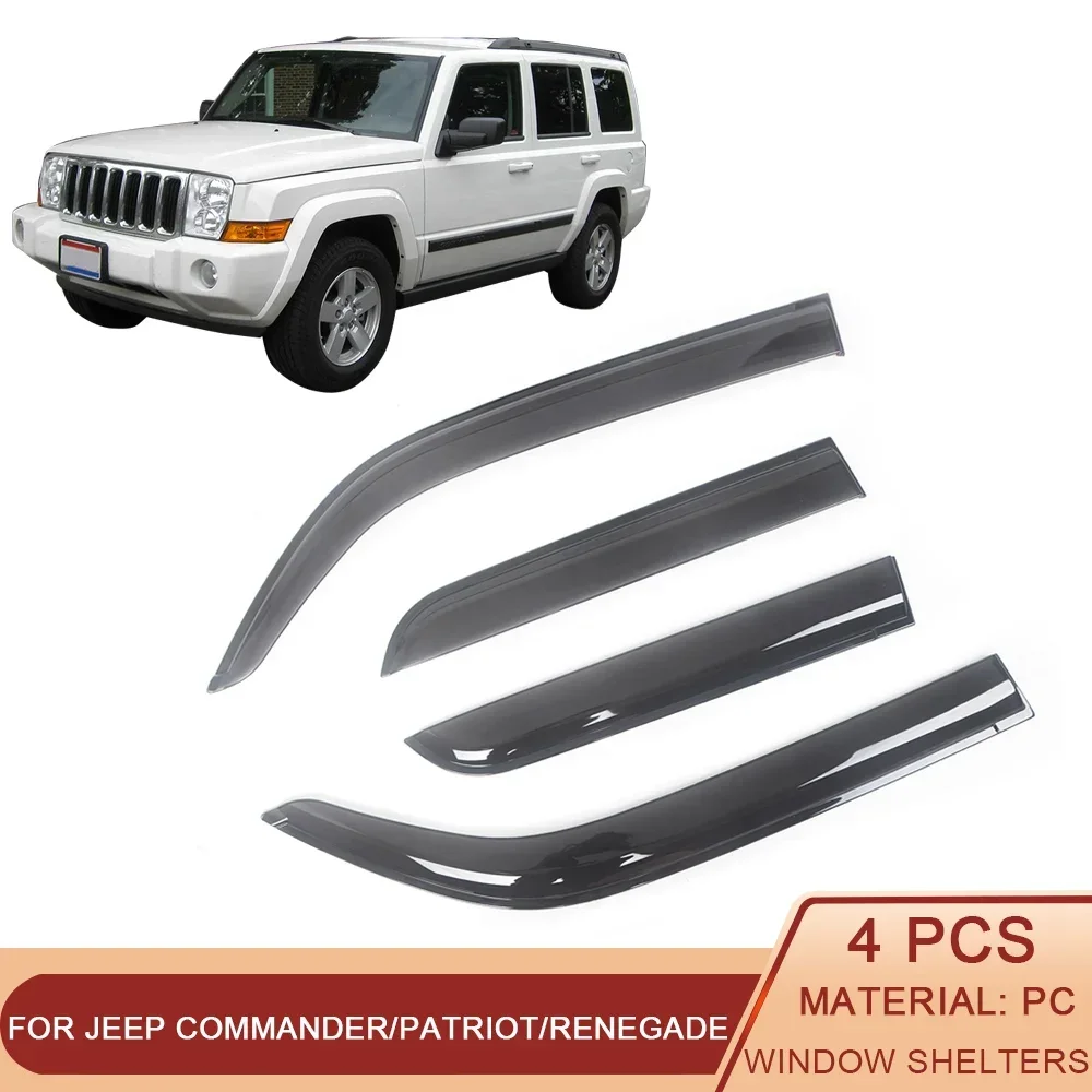 For Jeep Commander RENEGADE PATRIOT Auto Side Window Wind Deflectors Visors Black Rain Guard Door Visor Vent Shade Ventvisor