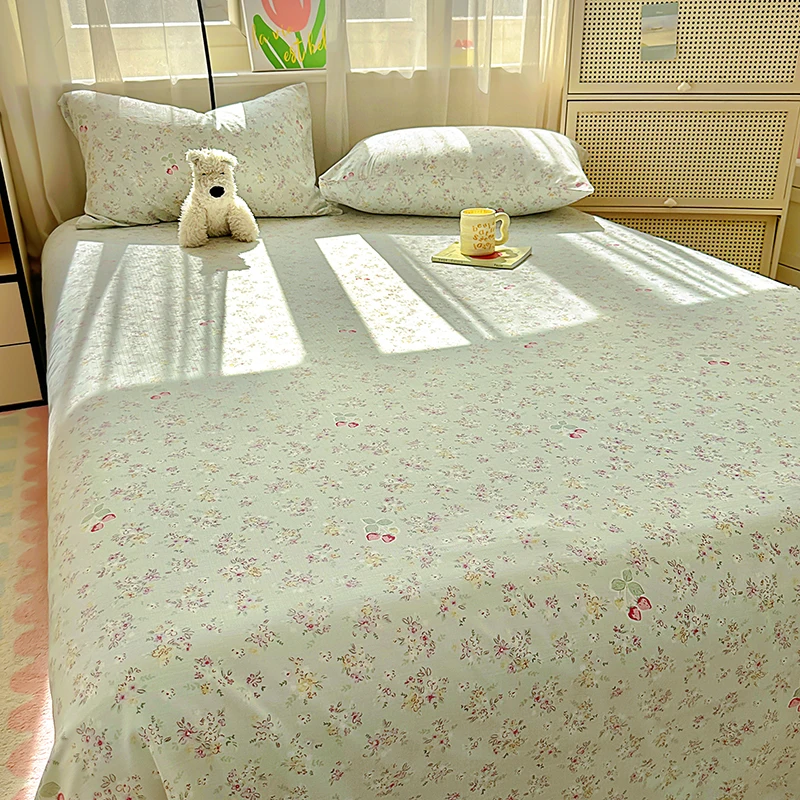 Flower Print Bed Sheet Single/Double/Queen/King Size Flat Sheets Adults Kids Room Soft Bed Linen Sabanas (Pillowcase Need Order)