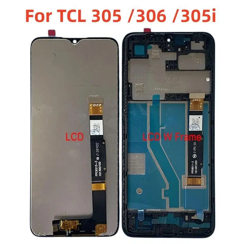 

6.52'' Original For TCL 306 LCD 6102A Screen 6102H Display Frame Touch Panel Digitizer For TCL 305 305i LCD 6102D LCD