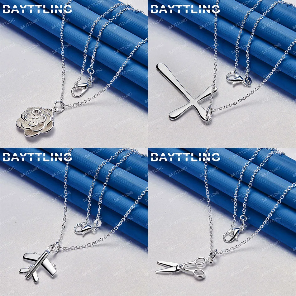 

Fashion 925 Sterling Silver 16-30 Inch Exquisite Rose Cross Pendant Necklace for Women Gift Engagement Jewelry Accessories