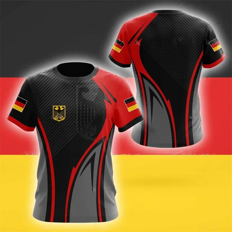 2026 Modisches Deutsches Flaggen-T-Shirt im Retro 3D-Stil für Herren, Sommer-Outdoor-Sport, Atmungsaktiv und Schnelltrocknend
