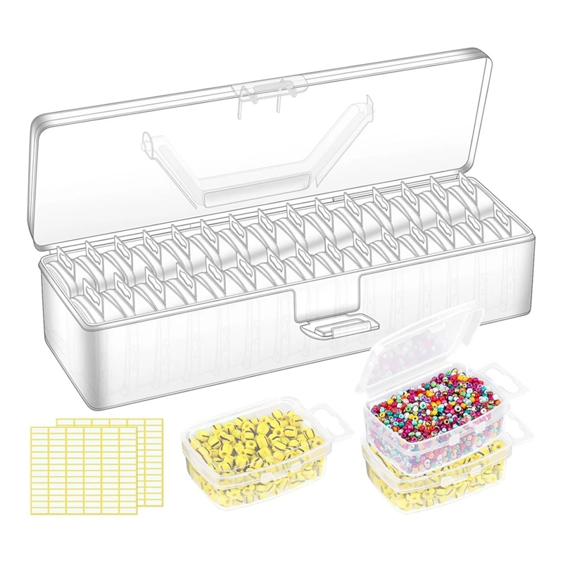 Small Bead Organizers With Lids, For Collecting Jewelry, Bead, Sticker, With Hinged Lid Transparent Craft Supply Case-ABNC