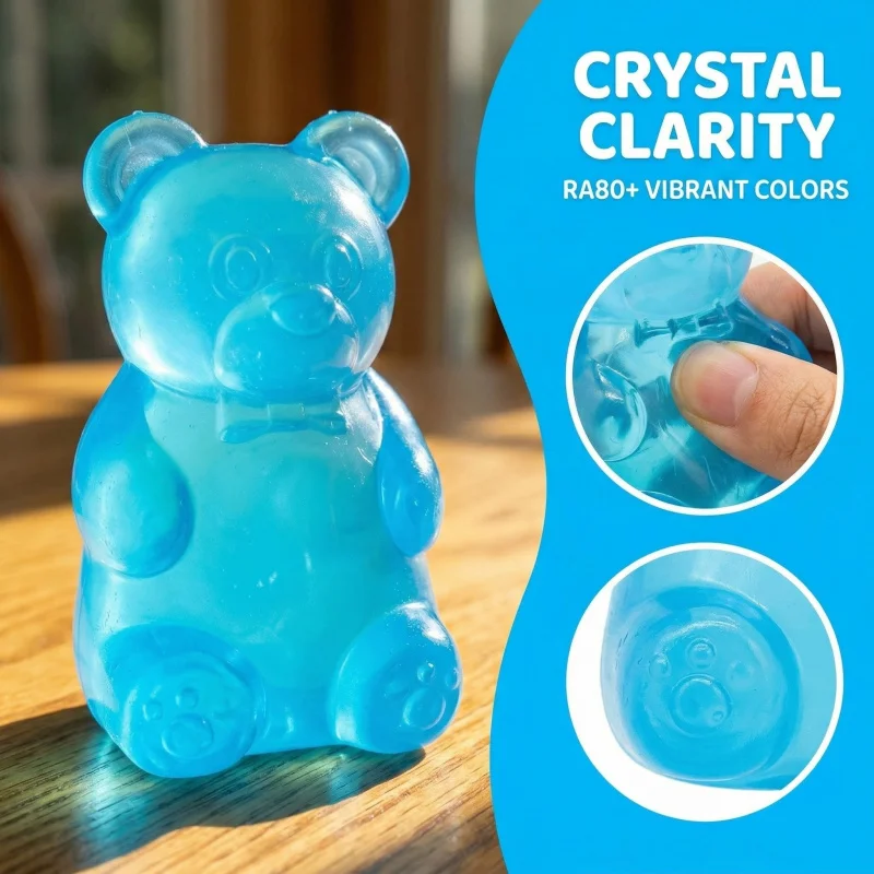 NeeDoh Gummy Bear Squishy Toy, Maltose Stress Ball for Kids Adults, Cute Animal Squeeze Fidget Toy, Solid Decompression Gift