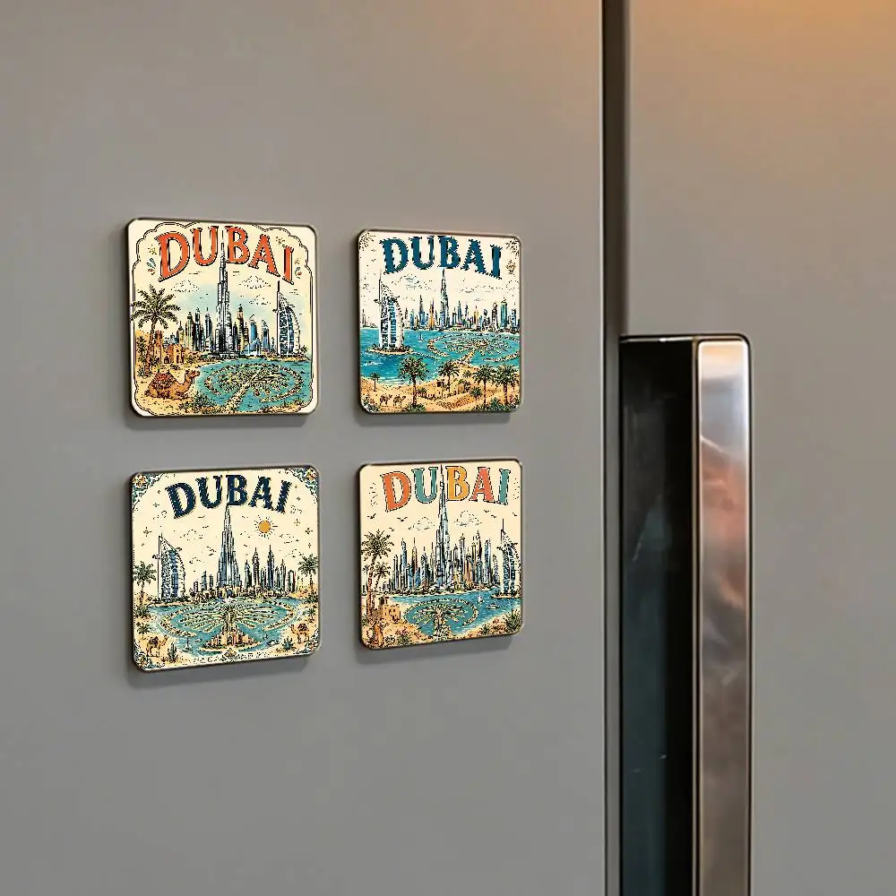Aimants de réfrigérateur personnalisés Dubai Art Aesthetics, autocollants magnétiques créatifs avec aimants