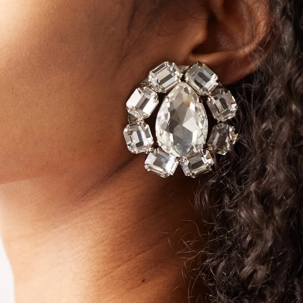 AliExpress cross-border fashion diamond-encrusted water drop-shaped full diamond earrings women's exaggerated earrings earrings