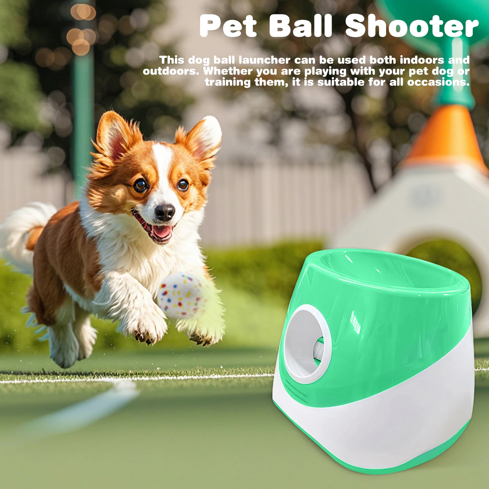 قاذفة كرة الكلب الأوتوماتيكية مع 3 مسافة للكلاب المتوسطة والصغيرة (أخضر)