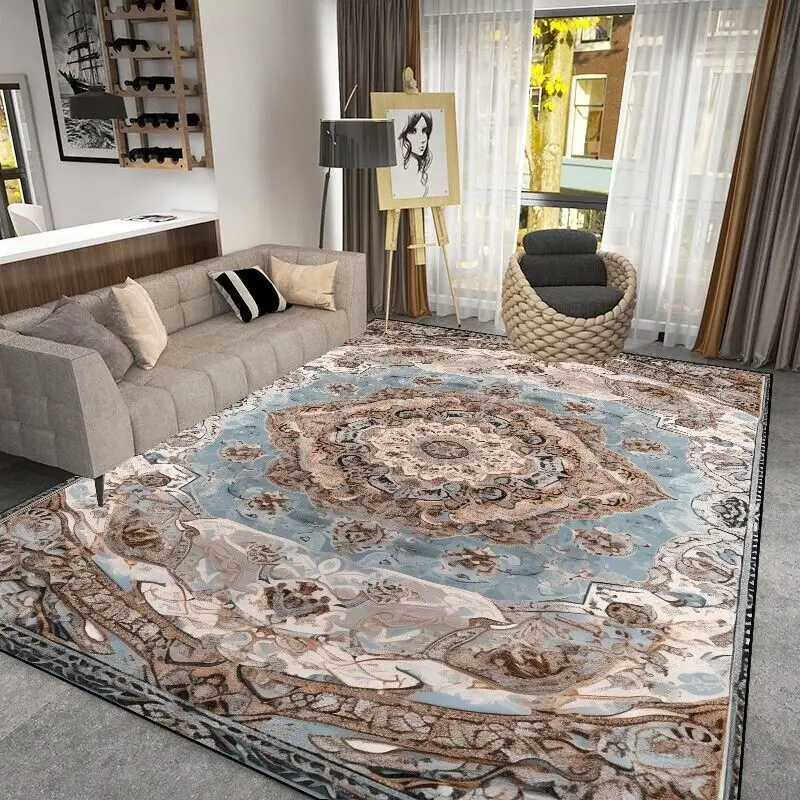 Bohemian Distressed Style Carpet for Living Room Luxury Non-slip Decorative Rug for Bedroom Lounge Soft Washable Mat Bedside image 2
