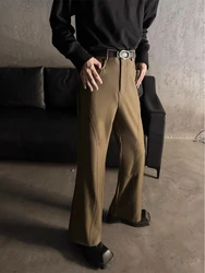 Bell Mouth Vintage Men's Summer Pants Brown Fluid Flared Male Suit Trousers Draped Formal Designer Casual Korean Style Clothes