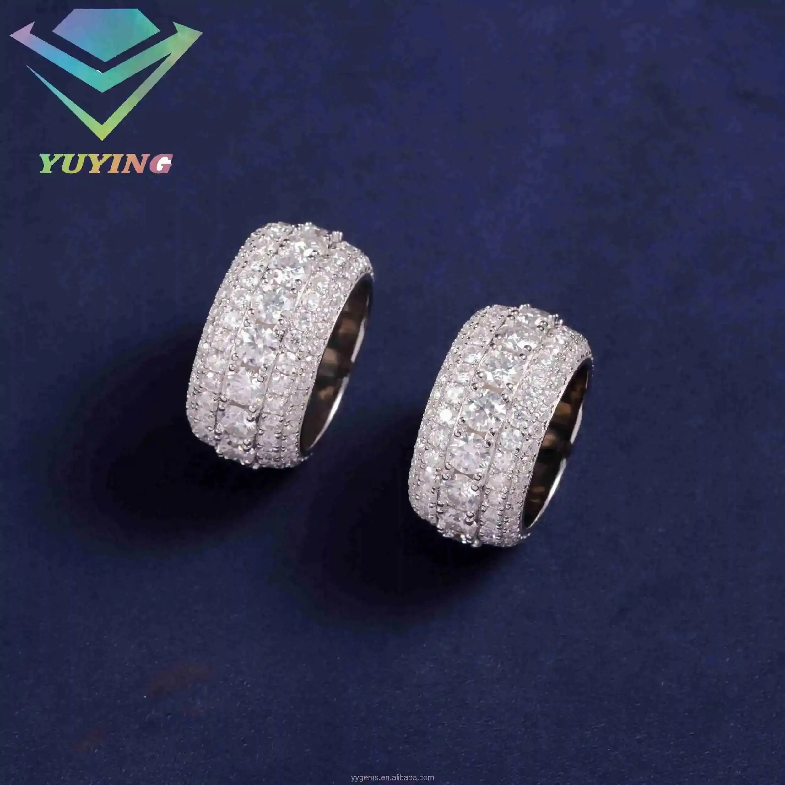 D Color VVS Moissanite 925 Silver Full Iced Out Hiphop Ring for Men Women Cuban Ring 100% Pass Diamond Tester