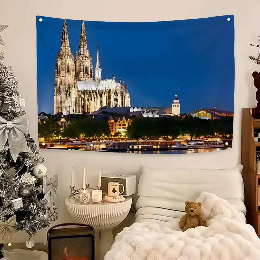Iconic Landmark Cologne Cathedral Flags Aesthetic Wall Hanging Flag Banner Bedroom Living Room Home Decor Large HD
