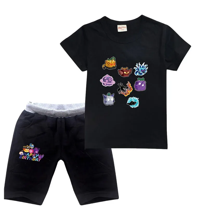 جديد الاطفال Blox الفواكه التي شيرت + مجموعة تي شيرتات قصيرة للأطفال الفتيان الفتيات Bloxfruit ملابس الفتيان قصيرة الأكمام البلوز مجموعات الصيف ملابس الطفل #3