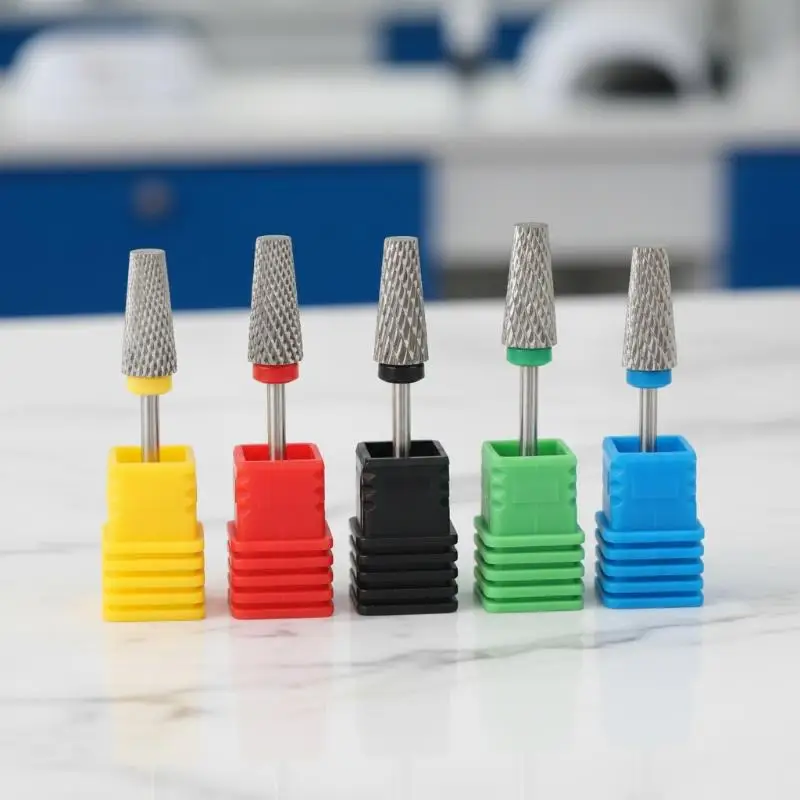 1Pcs 15mm 5in1 Cross Tooth Tungsten Steel Nail Drill Bits Wear Resistant Fast Polishing For Home Manicure Nail Salon Use