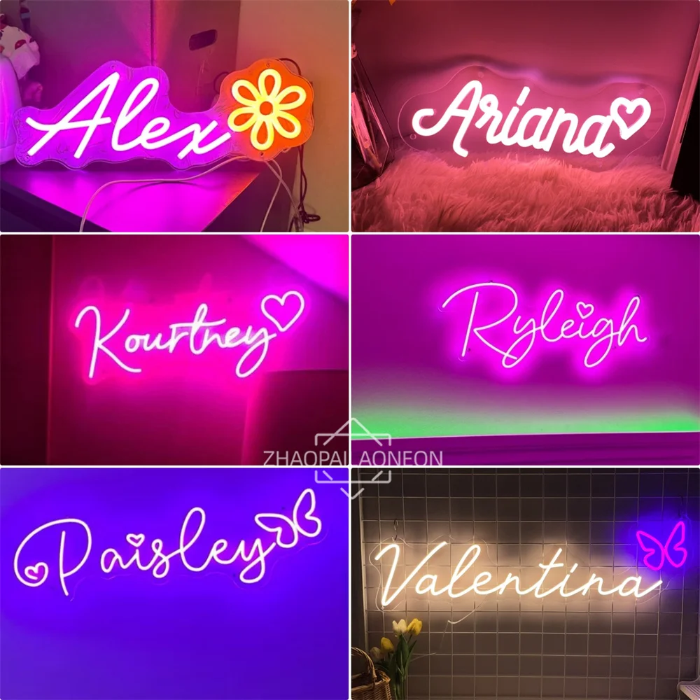 Letrero personalizado con nombre, luz nocturna de neón regulable, regalos de Navidad y cumpleaños, decoración de dormitorio de niño y niña, colgante de pared, USB de neón, 5V