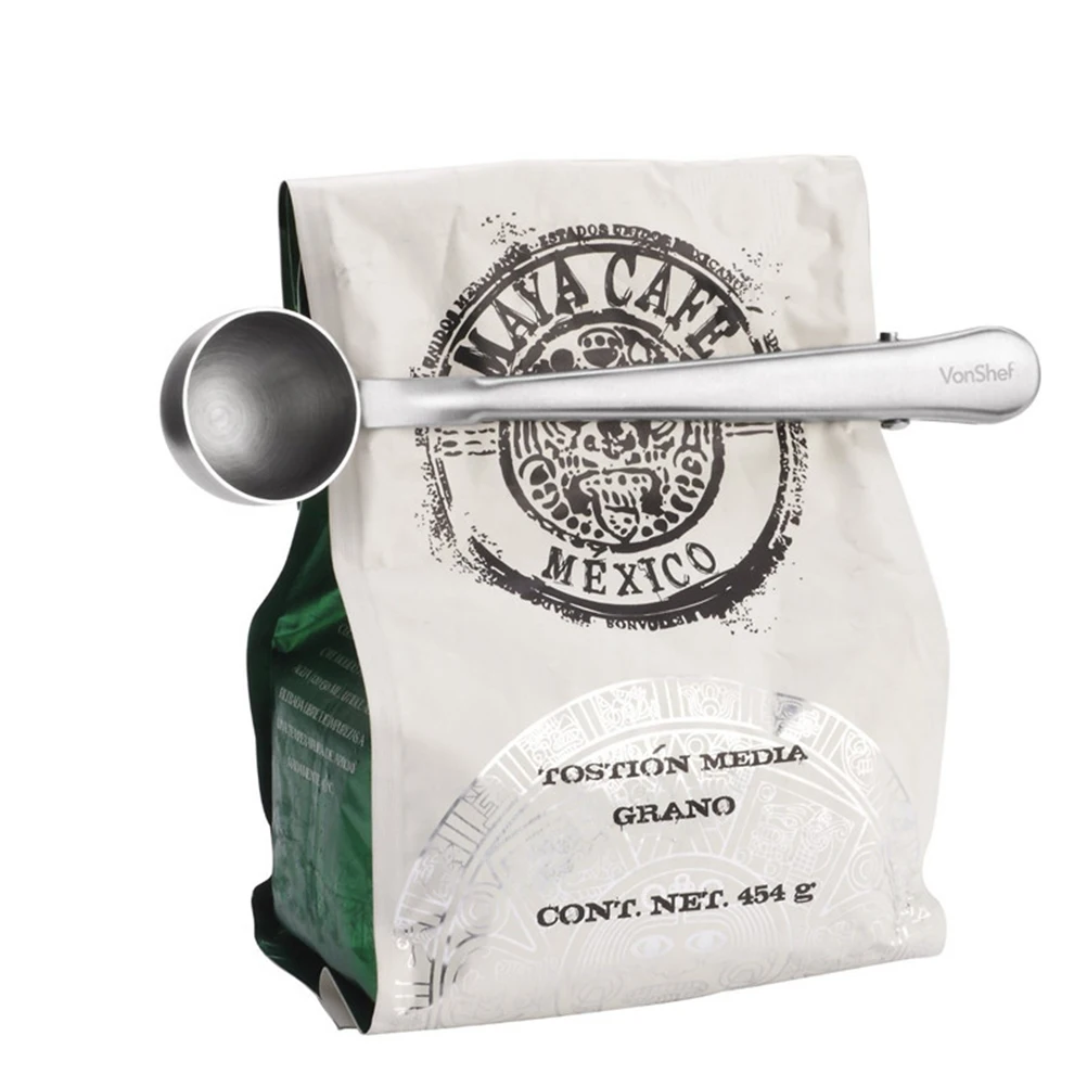 

Coffee Measuring Spoon Stainless Steel 16x37x25cm Bag Clip Spoons Ground Seal Easy Find Fresh Longer Tea Coffee