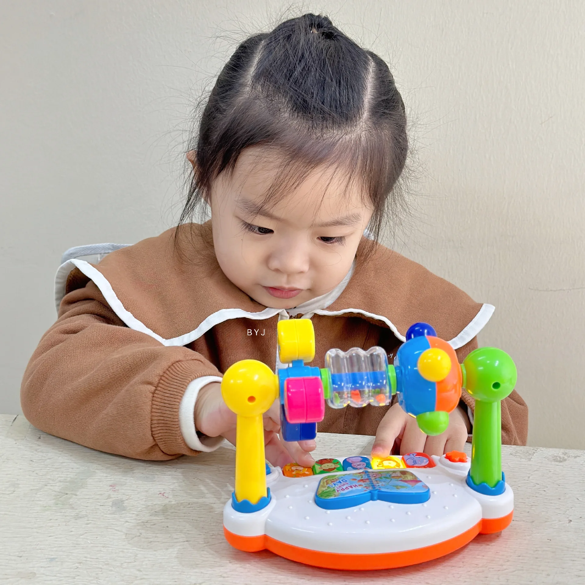 Baby Montessori Piano Toys Kids Rotating Music Keyboard with Light Sound Toys for Toddlers Early Educational Music Puzzle Toy