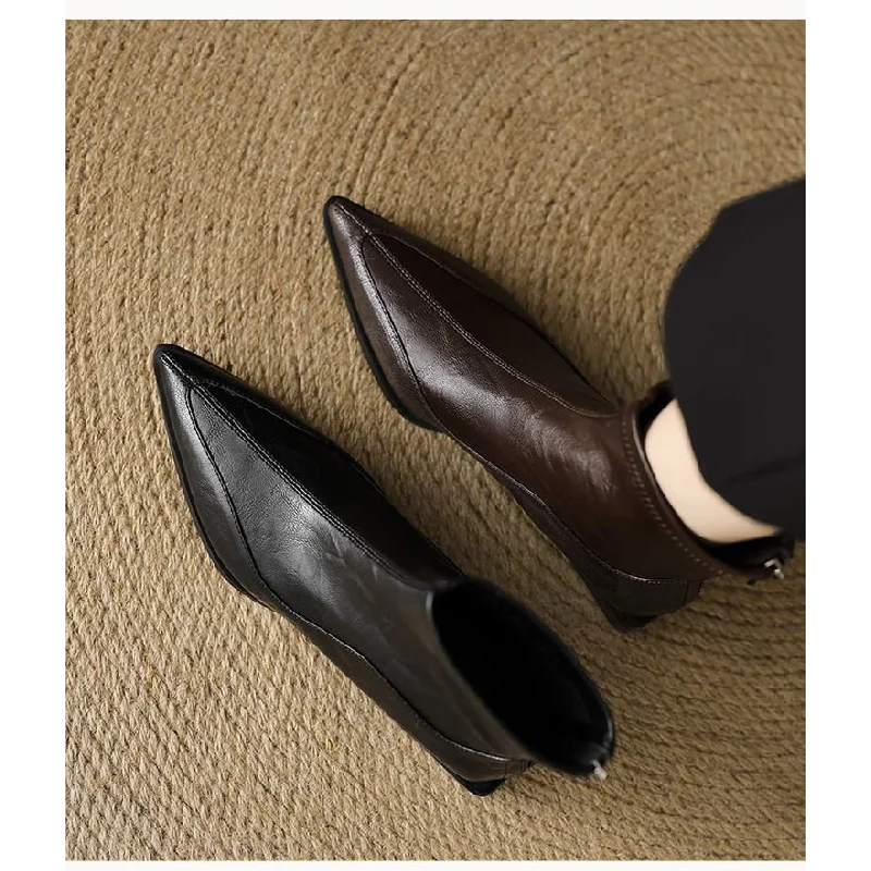 Sepatu Boots Wanita Ujung Lancip untuk Musim Gugur/Musim Dingin - Sepatu Boots Chelsea Hak Tebal Retro, Sepatu Boots untuk Kerja yang Cocok dengan Jeans