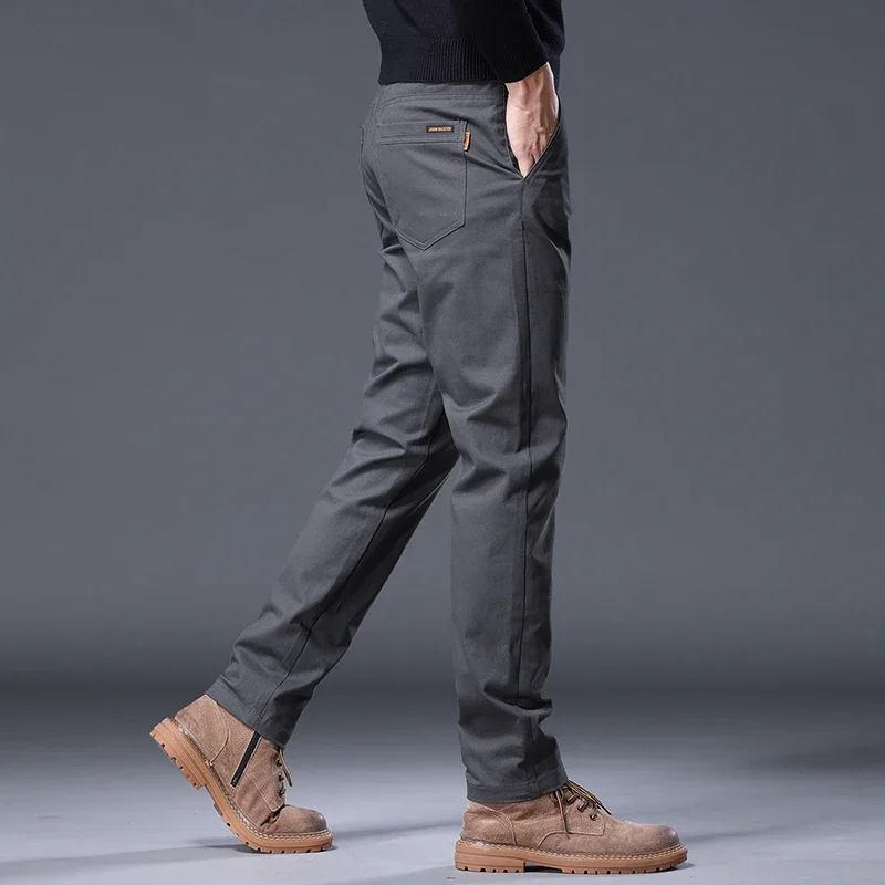 خريف جديد في 97% سراويل رجالية قطنية موضة كورية سراويل مستقيمة بقصة ضيقة سراويل تقليدية ناعمة ومريحة قابلة للتمدد بلون واحد #5