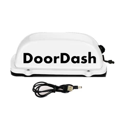Rechargeable Battery White LED Car Top Light Roof DoorDash Sign with USB charger wire Magnetic Base Waterproof Dome Light