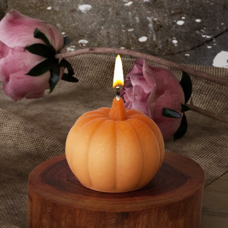 Pumpkin Shape Aroma Plaster Candle Silicone Mold DIY Pumpkin Candle Holder Ornament Desktop Decoration Resin Mold Halloween Gift