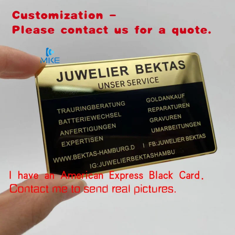 

на заказ. DU Черные и деловые членские карты из нержавеющей стали