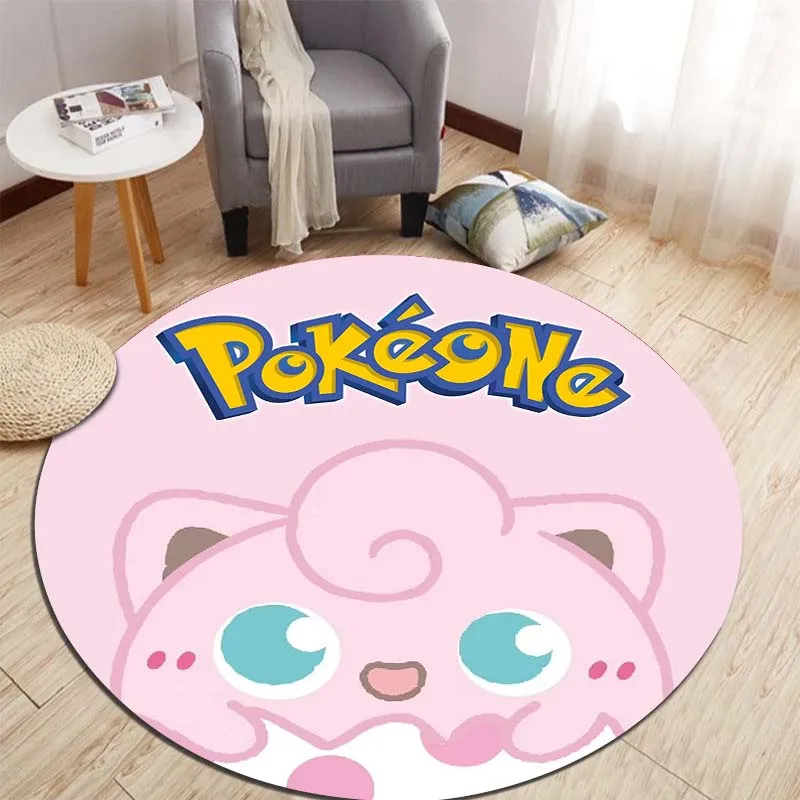 Pokemon Jigglypuff Round Rugs for Bedroom Area Floor Mats for Kids Room Household Bath Chair Mat Carpet Living Room Home Decor