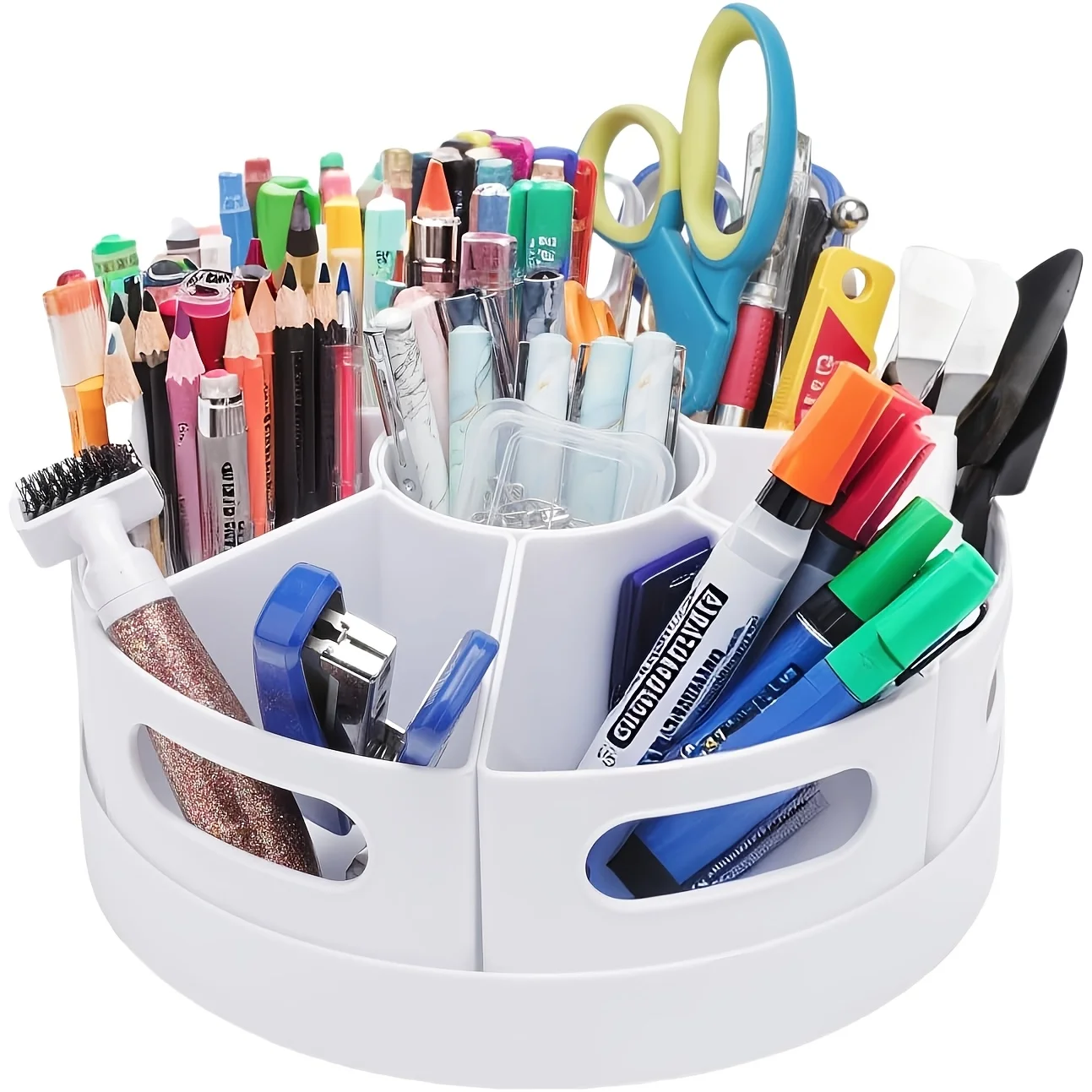 10inch Creative Rotating Storage Caddy 360° Rotatable Art Supply Organizer Portable Rotating Marker Desk Organizer for Office