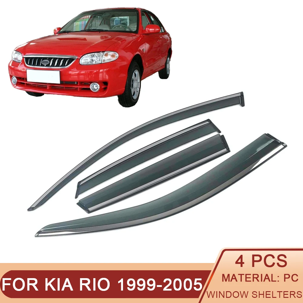 

For KIA RIO 1999-2005 Car Window Sun Rain Shade Visors Shield Shelter Protector Cover Trim Frame Sticker Exterior Accessories