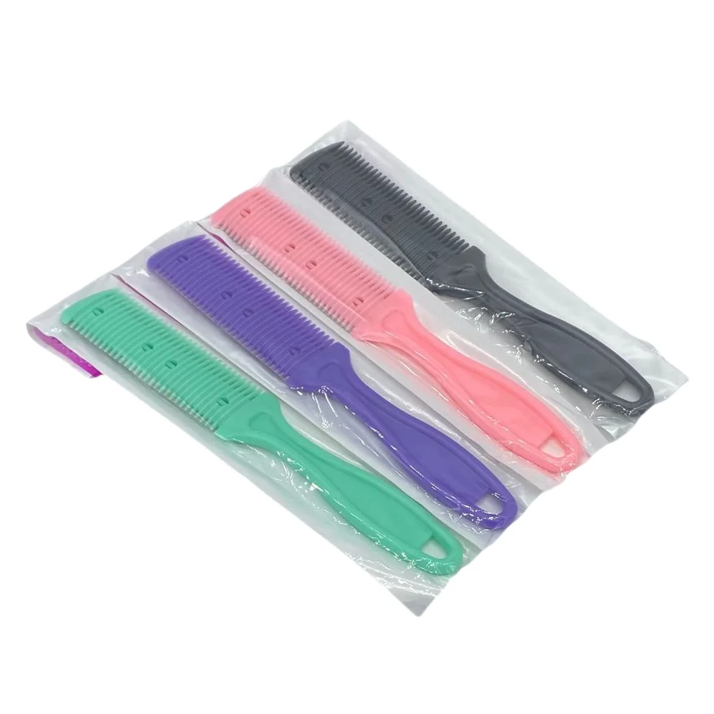 6/12 PCS 4 Color Razor Comb Hair Cutter Thinning Shaper Comb 2 Razor Blades Trimmer Barber Remover Tool Super