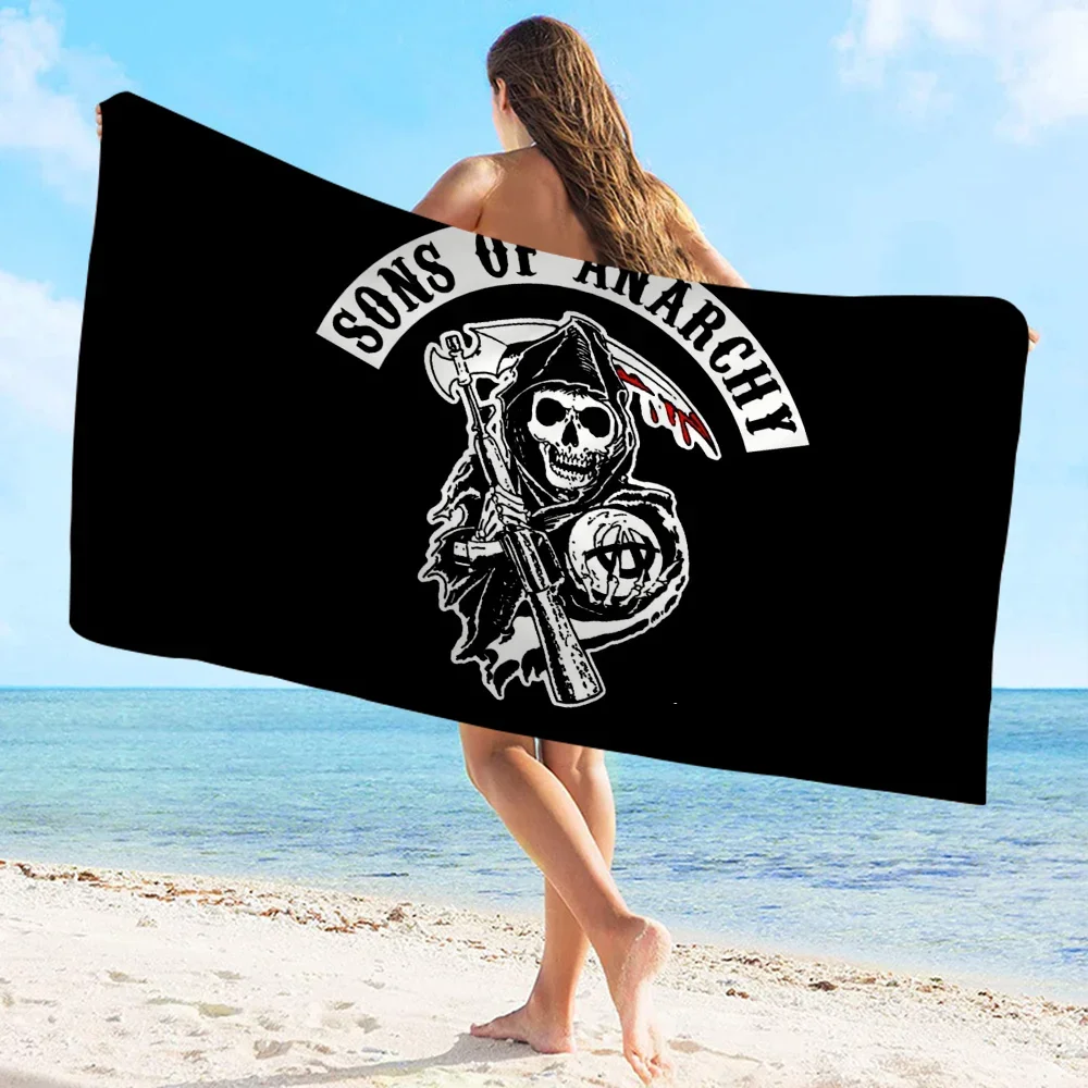 Son Of Anarchy American Crime Tv Cartoon Beach Towel Cute Kawaii Room Decor Bath Girls Children Hand Towels For Bathroom Shower