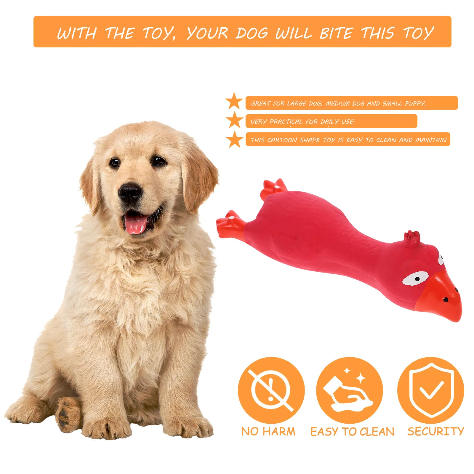 Latex Dog Squeaky Chicken Chewing Interactive Puppy Pet Plaything Supple Material Promotes Healthy Furniture