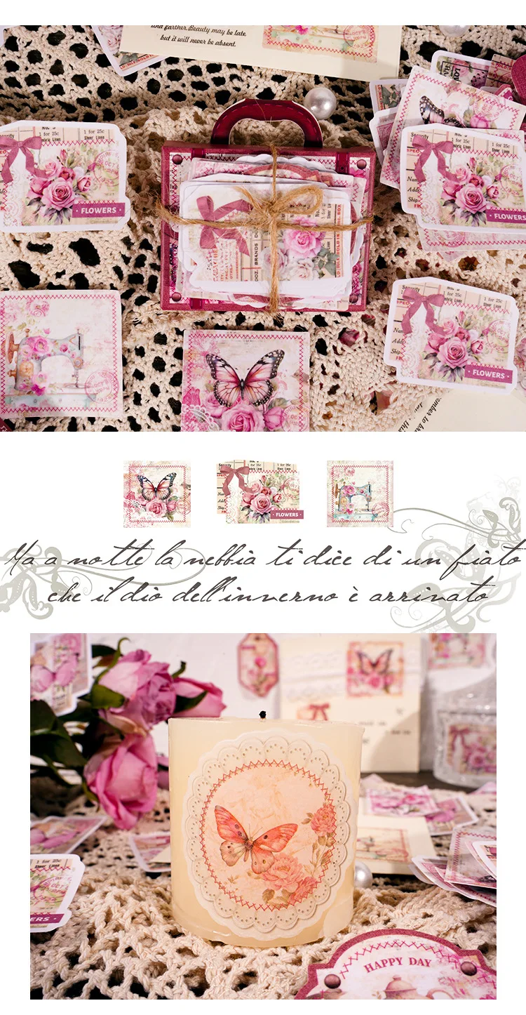 30 teile/schachtel Washi Aufkleber nähen handgemachte Thema Retro literarische DIY künstlerische Sammelalbum Journal Tagebuch dekorative Collagen – Detail 9