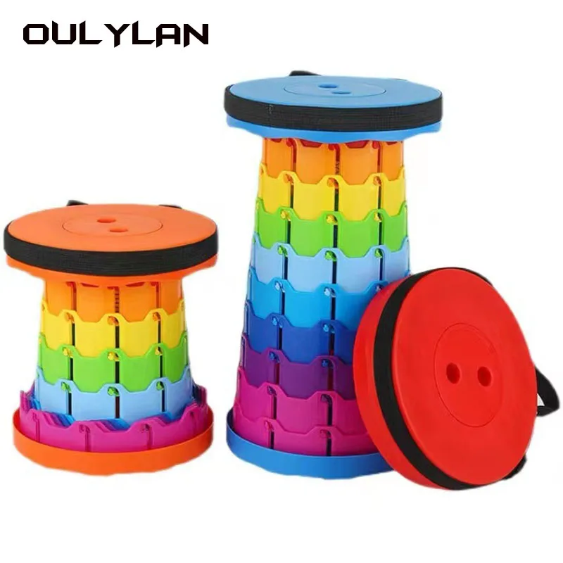 Outdoor Rainbow Folding Stool Portable Chair Adjustable Rainbow Telescopic Stool Fishing Train Telescopic Folding Stool