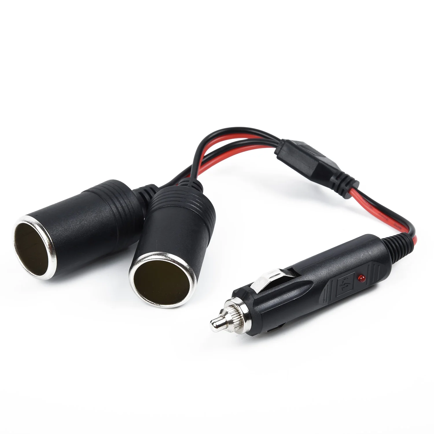 Double Power Dual Car Socket Adapter Charger Splitter 2 Way 120W 12 24 Volt 10A with LED Indicator for Device Connection