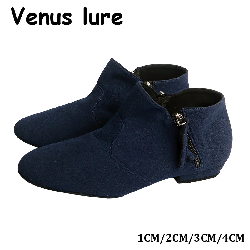 

Venus lure Танцевальные ботильоны на замшевой подошве по индивидуальному заказу Темно-синие женские ботинки для танцев с молнией 1,5 см Балетные танцевальные ботинки
