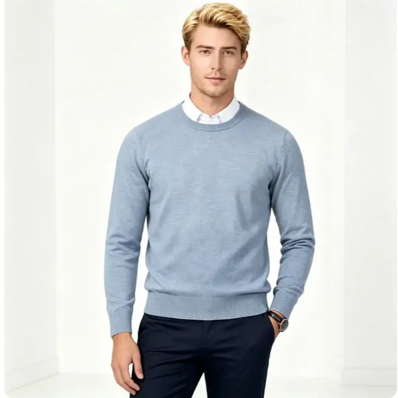 2026 Cashmere Sweater O-neck Pullovers Men's Loose Oversized M-3XL Knitted Bottom Shirt Autumn Winter New Korean Casual Men Top