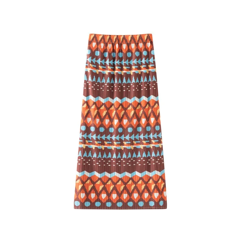 Miyake Pleated 2026 Summer New Niche Design Fashion Pleated Skirt Printed Pleated Casual Straight Half Skirt for Women Pleat