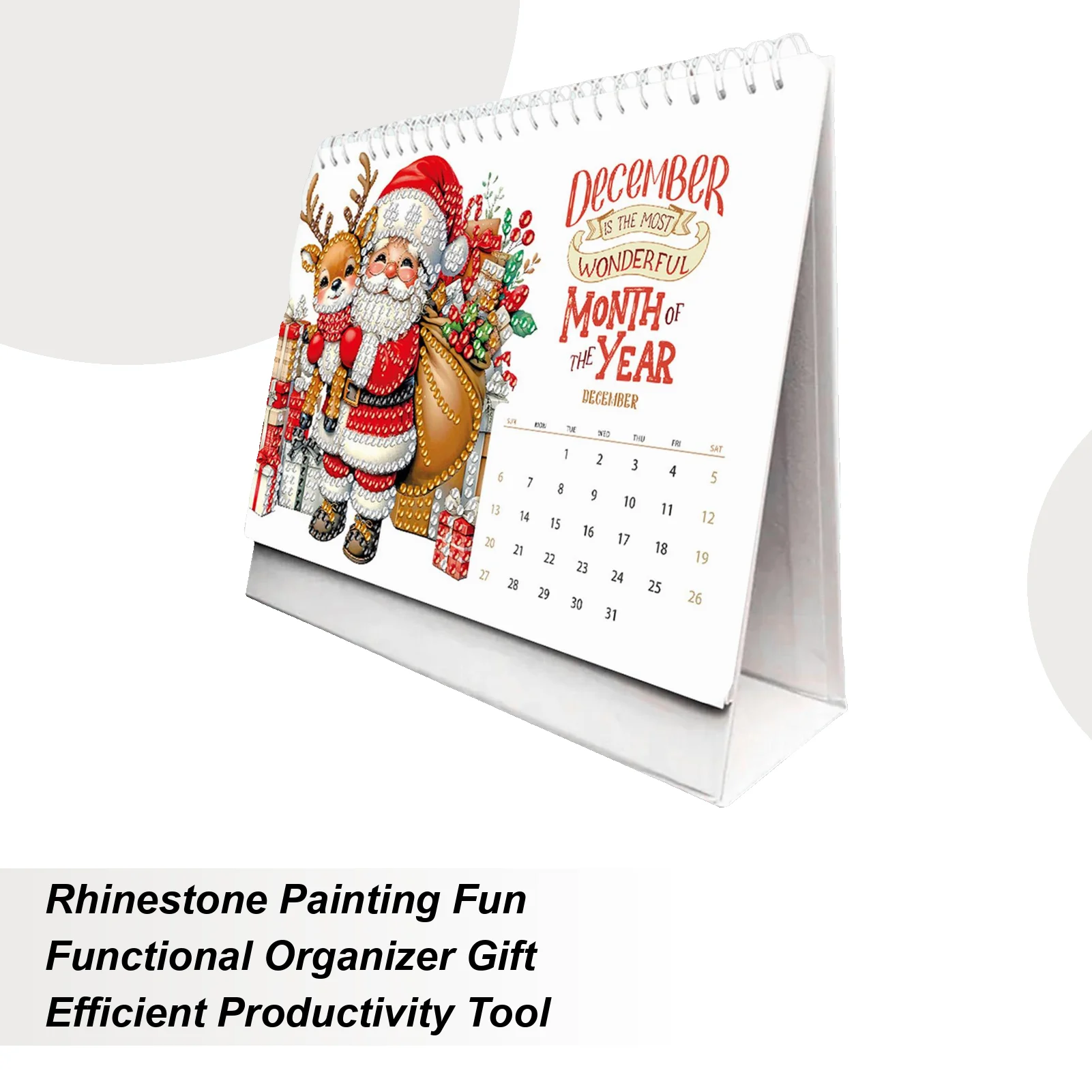 

2026 Diamond Art Painting Desk Calendar Rhinestone Art 2026 Desk Top Calendar Home Christmas Decor Monthly Planner