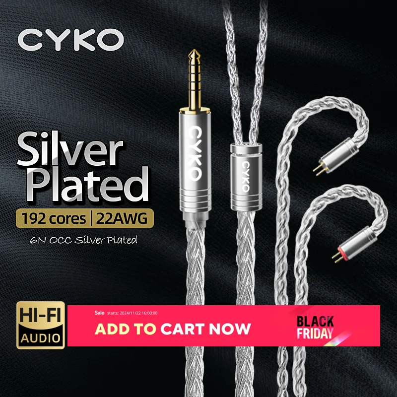 CYKO Hifi 3d Weaving IEM Cable 2Pin & MMCX Aux Jack with Silver-Plated 6N Single-Crystal Copper Core for In-Ear Monitors and 3.5