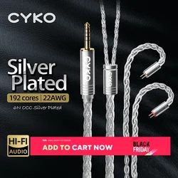 CYKO Cable de auriculares HIFI Chapado en plata 6N Cables IEM de núcleo de cobre de un solo cristal 2 pines 3,5/4,4mm/MMCX conector auxiliar para monitores intrauditivos