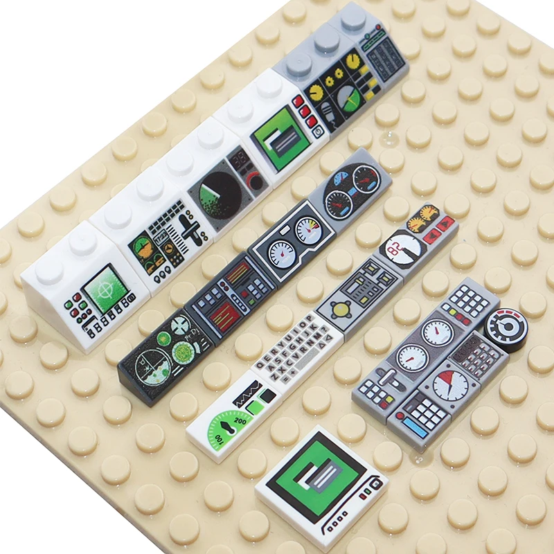 

Printed MOC Part 1x1 1x2 1x4 2x2 Square Round Sloping Gauges Controls Center Radar Screen Keypad Pattern Building Blocks Bricks