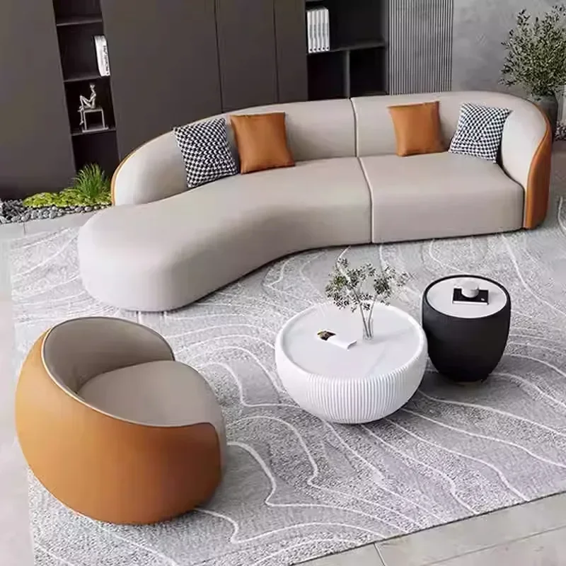 seating area negotiation, sofa curved sofa, hotel lobby, VIP reception sofa