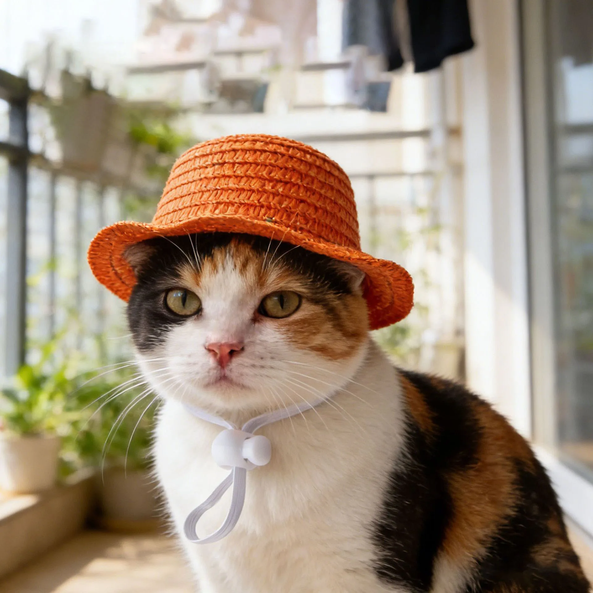 Niedlicher Strohhut für Haustiere, Mini-Sonnenhut für Katzen, Hunde, Welpen, Kätzchen, Outdoor-Sonnenschutzkappe, Haustier-Cosplay-Kostümzubehör – Detail 3