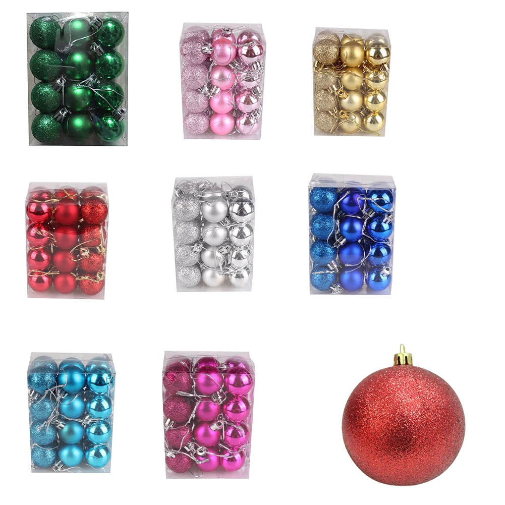 Christmas Balls Decoration Balls Christmas Decoration Lake Blue Plastic Replacement 24 Pcs 3cm Diameter Rose Red dark Green pink