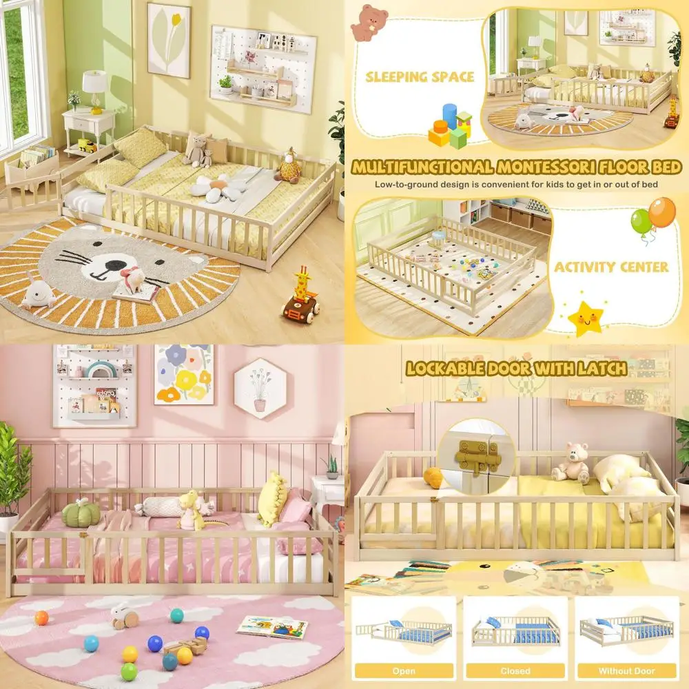 

Contemporary Kids Loft Bed with Safety Rails, Suitable for Twins, Unisex Design, No Box Spring Required, Natural Finish