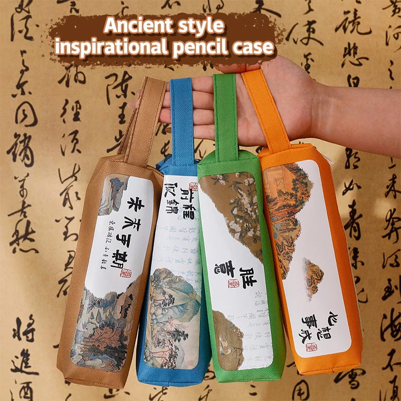 Personaggi calligrafici astuccio in tela astuccio per matite di grande capacità borsa cancelleria per studenti materiale scolastico regali per bambini