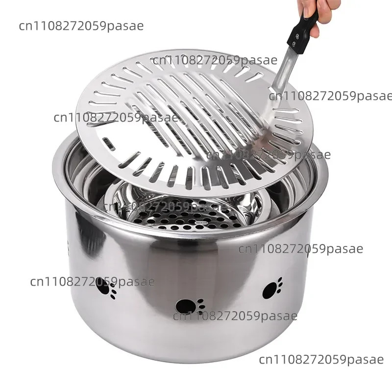 Charcoal Grill Thickened Stainless Steel BBQ Grill Commercial Indoor Self Service Charcoal Barbecue Grill