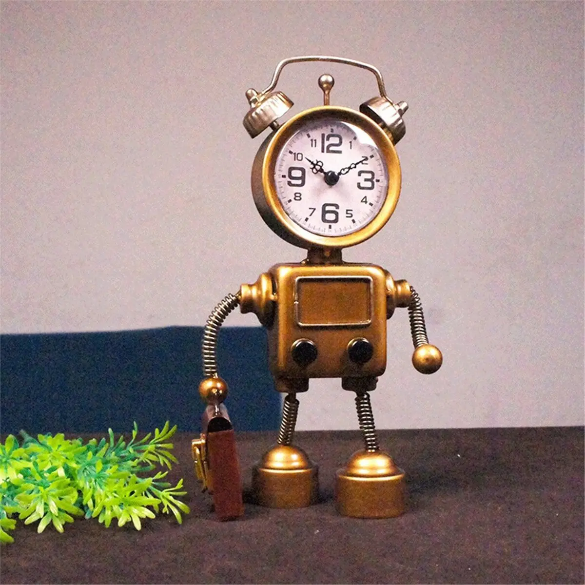 update. Industrial Steampunk Robot Table Clock, Retro Metal Twin Bell Desk & Shelf Clock, Battery Operated