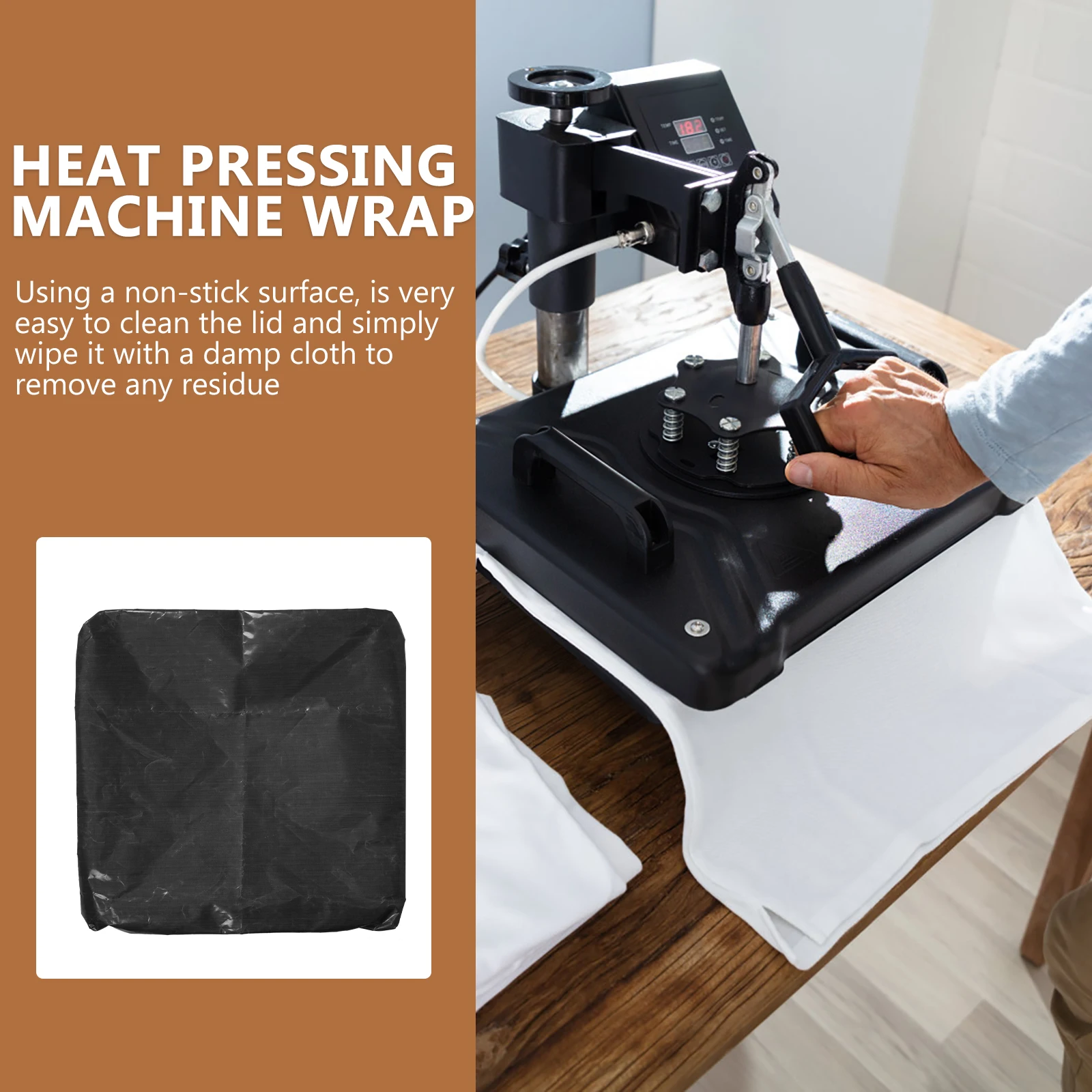 

Heat Press Protective Cover 15x15 Inch Brown Non-Stick Heat Resistant Machine Wrap Safeguard Platen Plates Supplies